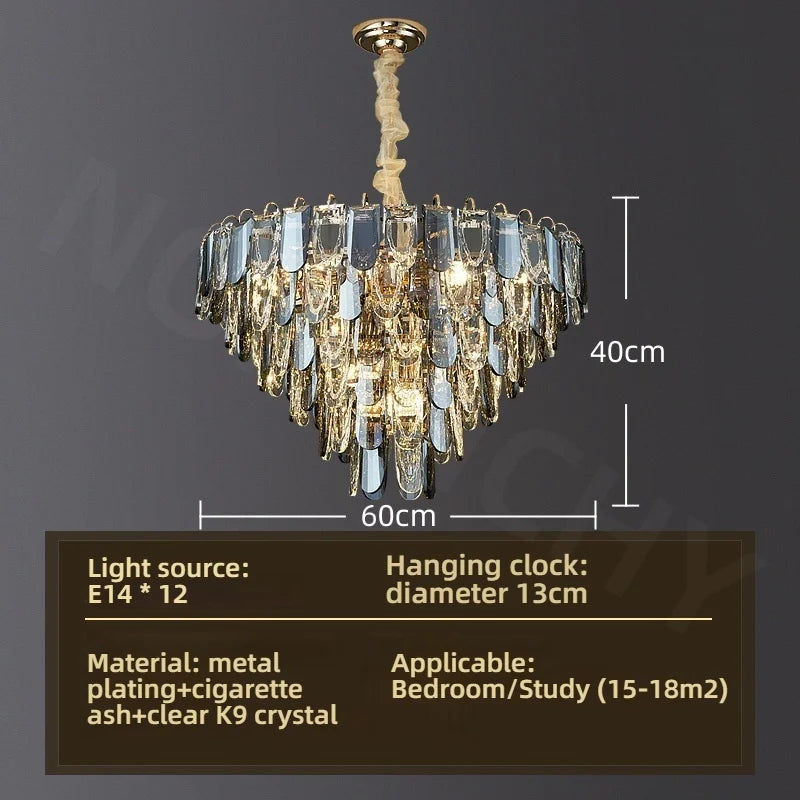 Lustro Cascade Crystal Feather Chandelier