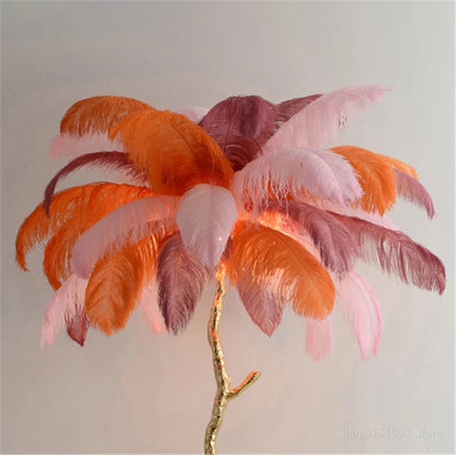 Ostrich Feather Brass Floor Lamp