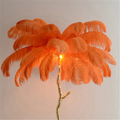 Ostrich Feather Brass Floor Lamp