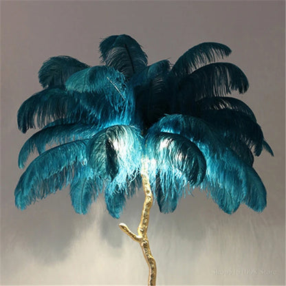 Ostrich Feather Brass Tabel Lamp