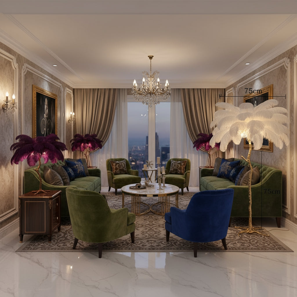 Ostrich Feather Brass Floor Lamp