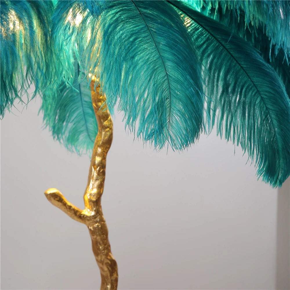 Ostrich Feather Brass Tabel Lamp