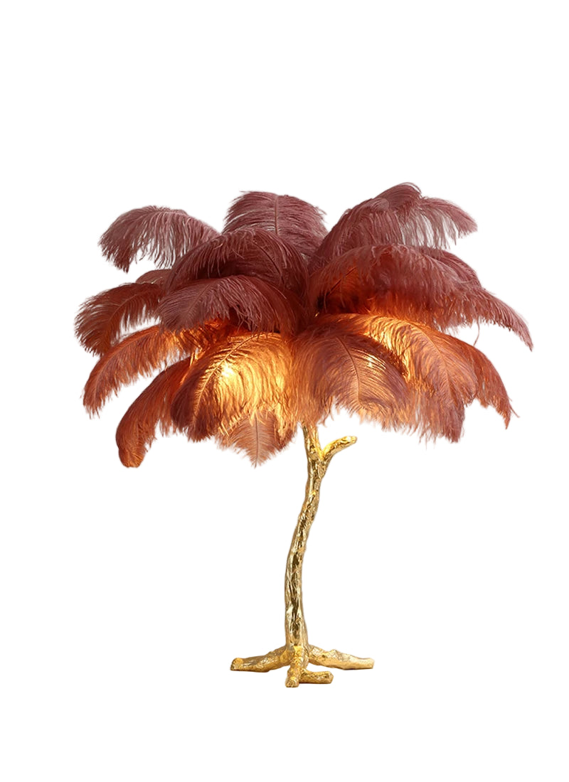 Ostrich Feather Brass Tabel Lamp