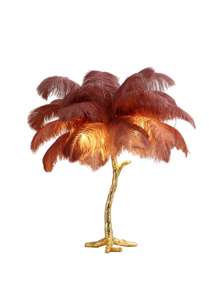 Ostrich Feather Brass Tabel Lamp