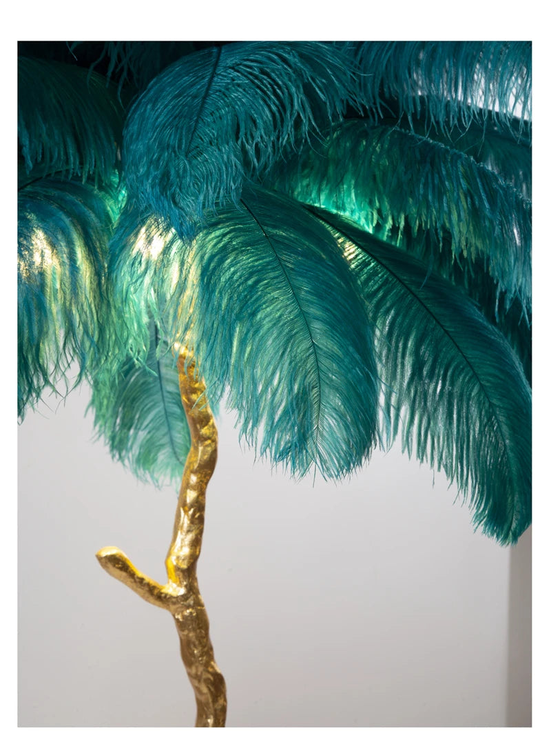 Ostrich Feather Brass Floor Lamp