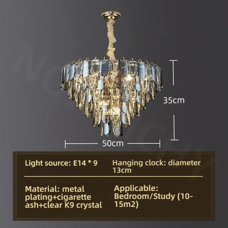 Lustro Cascade Crystal Feather Chandelier