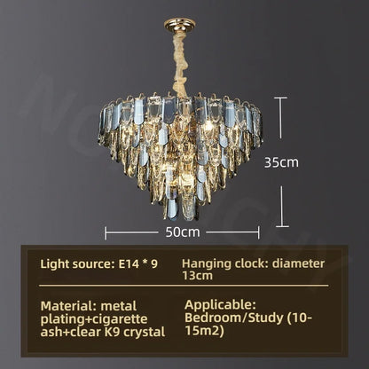 Lustro Cascade Crystal Feather Chandelier