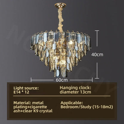 Lustro Cascade Crystal Feather Chandelier