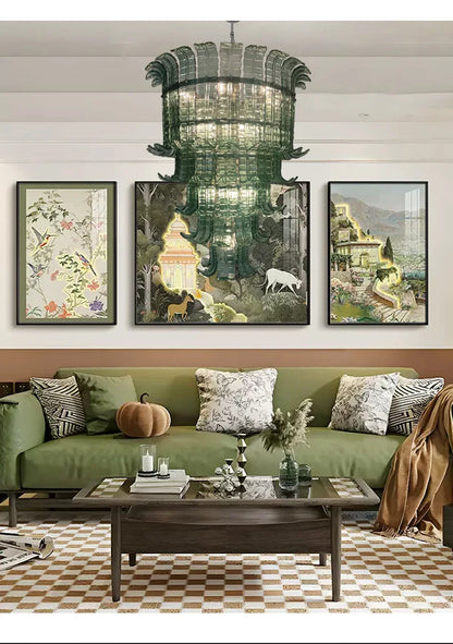 Murano Green Vintage French Chandelier