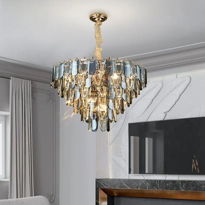 Lustro Cascade Crystal Feather Chandelier