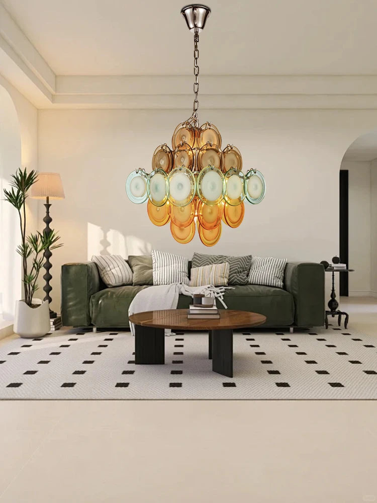 Aurora Disc Art Deco Crystal Chandelier