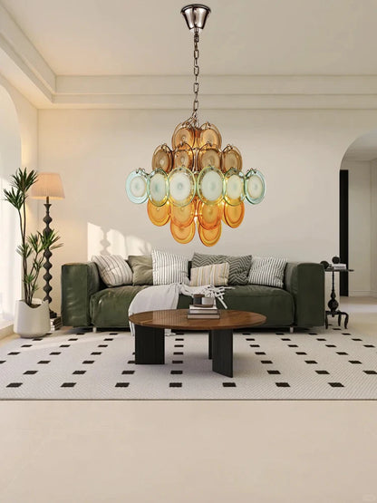 Aurora Disc Art Deco Crystal Chandelier