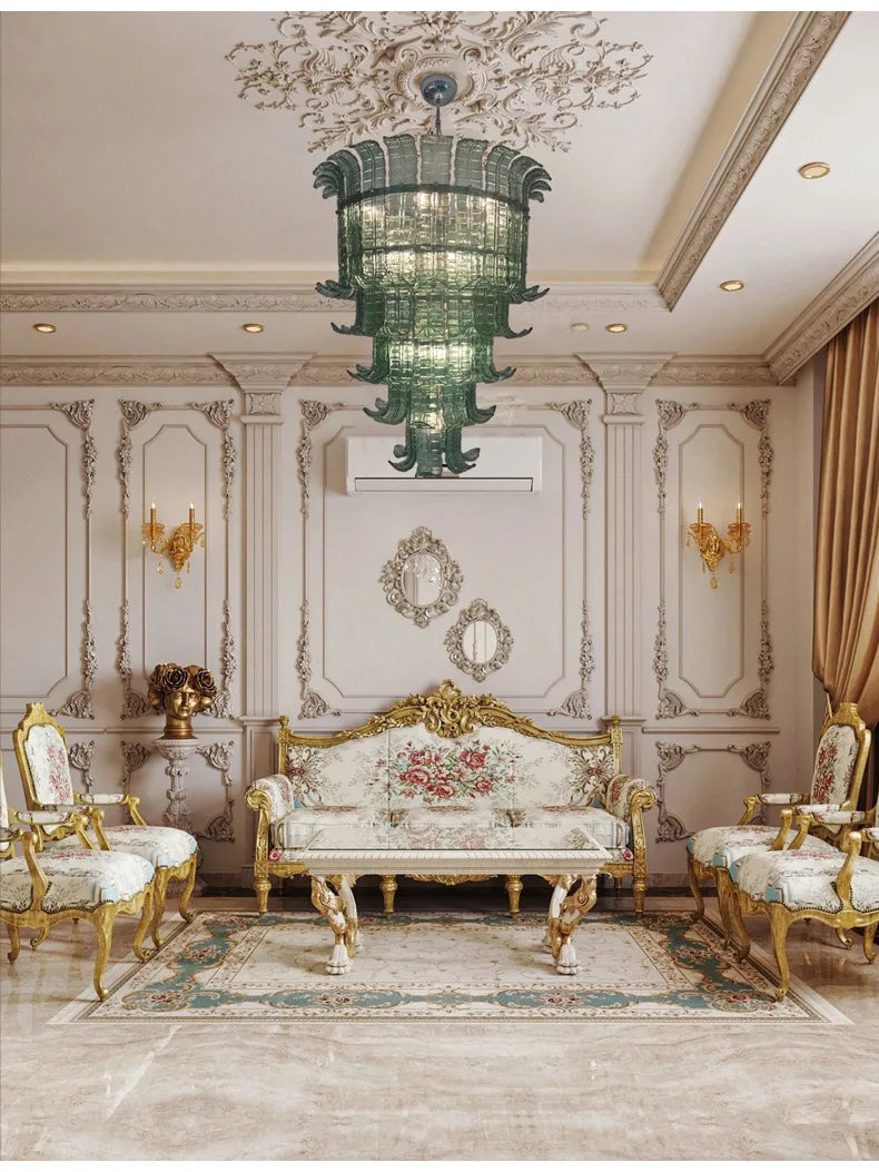 Murano Green Vintage French Chandelier