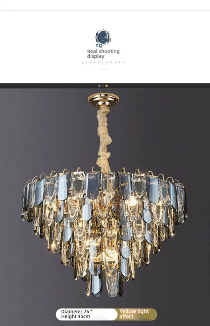 Lustro Cascade Crystal Feather Chandelier