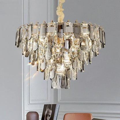 Lustro Cascade Crystal Feather Chandelier