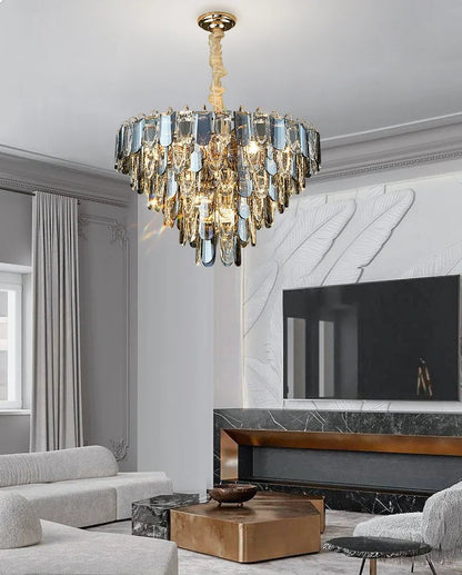 Lustro Cascade Crystal Feather Chandelier