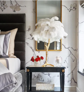 Ostrich Feather Brass Tabel Lamp