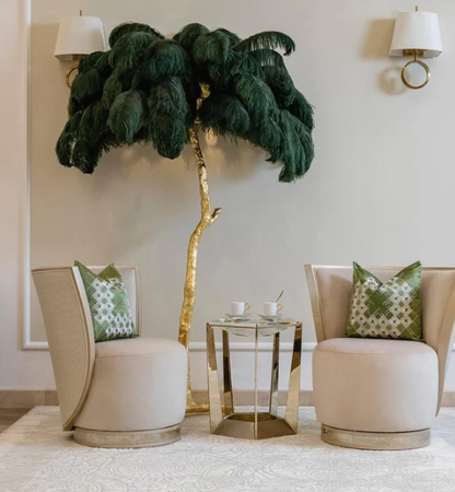 Ostrich Feather Brass Floor Lamp
