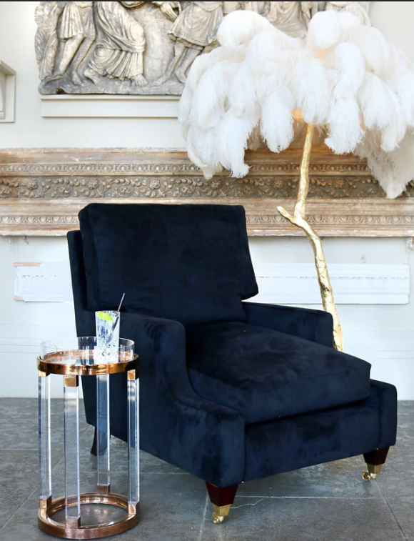 Ostrich Feather Brass Floor Lamp