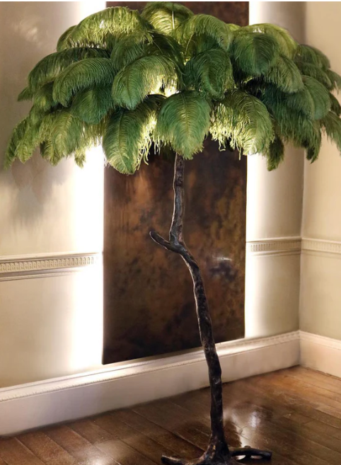 Ostrich Feather Brass Floor Lamp