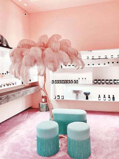 Ostrich Feather Brass Floor Lamp