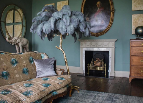 Ostrich Feather Brass Floor Lamp