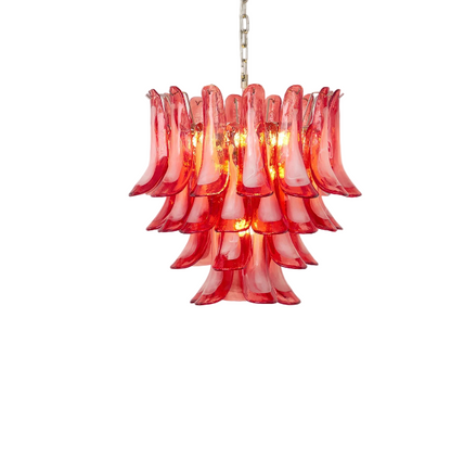 Crimson Bloom Art Glass Chandelier