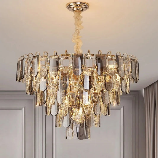 Lustro Cascade Crystal Feather Chandelier