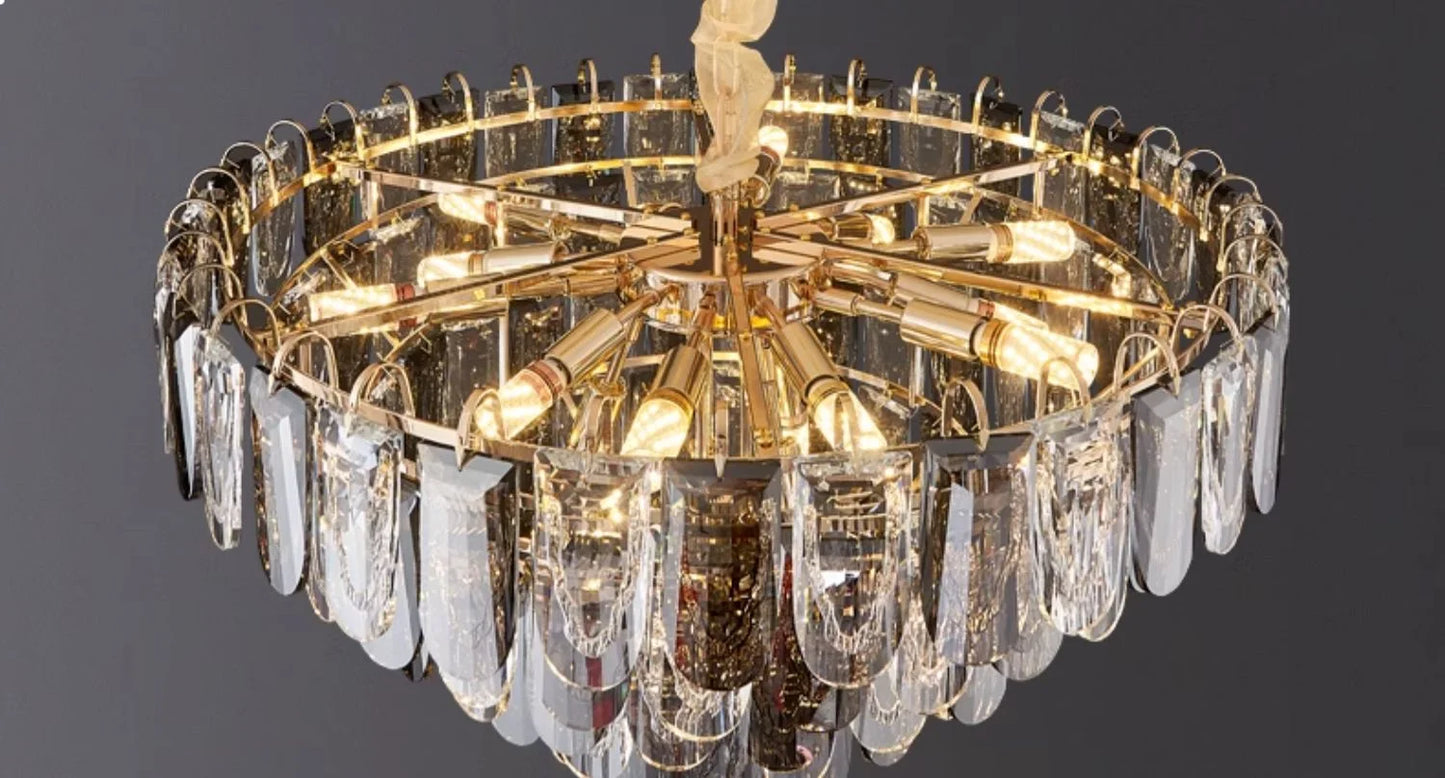 Lustro Cascade Crystal Feather Chandelier
